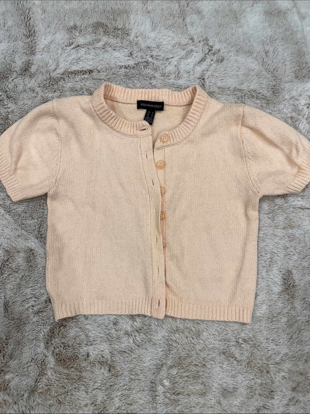 Streetwear Society Peach Short-Sleeve Button Cardigan